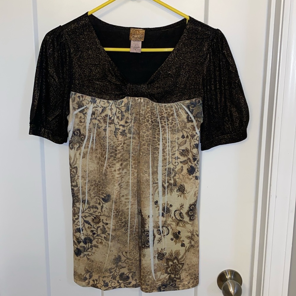 Black/gold floral top